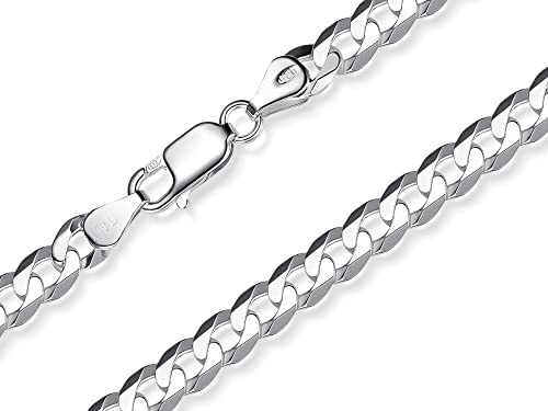 Silberketten-Store Panzerkette Silber 925 Herren 6mm I Silberkette Herren Hochglanz 1,6mm Stärke I Halskette Herren mit Karabiner Verschluss