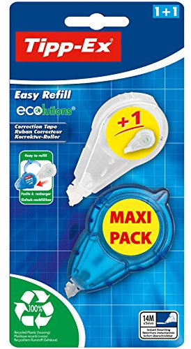 Tipp-Ex Easy Refill ECOlutions Korrekturband, 14 m x 5 mm, Blisterpackung mit 1 + 1 Nachfüllpack