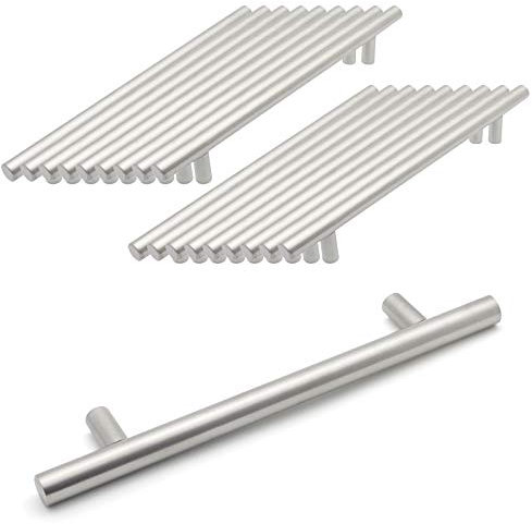 Probrico 20 Pack Brushed Nickel Cabinet Handles Stainless Steel Handles 128mm Kitchen Cabinet T Bar Handle Furniture Drawer Pulls Cuoboard Knobs