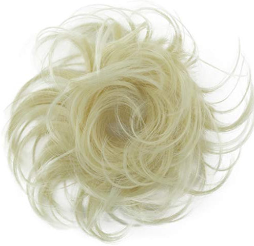 CAISHA Haarteil Haargummi Hochsteckfrisuren Voluminös Gewellt Unordentlich Kunstfaser DM13cm Weißblond HG4a