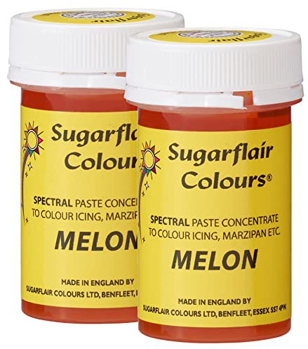 Sugarflair Spectral Melon Food Colouring Paste, Highly Concentrated for Use with Sugar Pastes, Buttercream, Royal Icing or Cake Mix, Vibrant Colour Dye - 25g (Pack of 2)