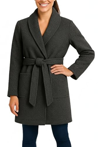 Kendindza Damen Mantel Trenchcoat mit Gürtel OneSize Lang und Kurz