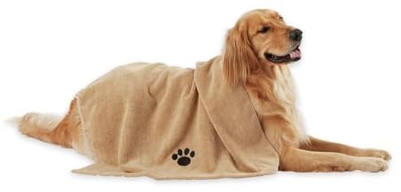 Bone Dry Pet Grooming Towel Collection Absorbent Microfiber X-Large, 41x23.5, Embroidered Taupe