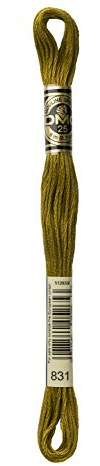 DMC 117-831 6 Strand Embroidery Cotton Floss, Medium Golden Olive, 8.7-Yard