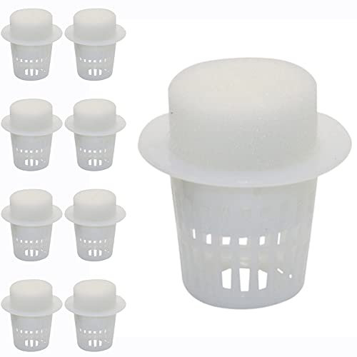 50PCS Plant Net Cup & 50PCS Cylinders Sponge Hydroponics Sponges Seed Growing Media Mesh Net Pots Insert Cylindrical Foams Garden Plants Germination Kits