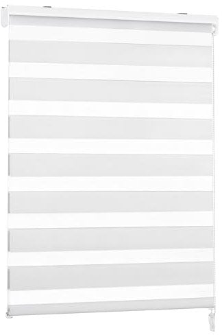 Victoria M. Tenda a Rullo Doppia Giorno e Notte, Per Porte e Finestre, Montaggio a Parete e Soffitto, 130 x 230 cm, Bianco