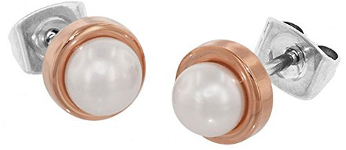 Boccia Damen-Ohrstecker Titan Perle weiß - 0594-03