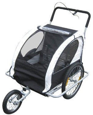 Bc-elec - 5664-0001B 2 IN 1 KINDERFAHRRADANHÄNGER ANHÄNGER FAHRRAD BUGGY FÜR 2 KINDER FAHRRADANHÄNGER Schwarz und Weiss