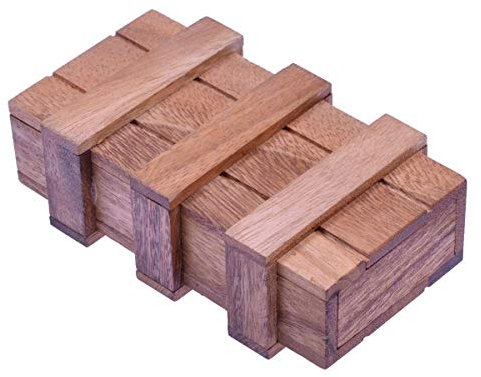Schatztruhe mit 2 Geheimfächern - Schatzkiste - Zauberkiste - Trickkiste - Denkspiel - Knobelspiel - Geduldspiel - Logikspiel aus Holz