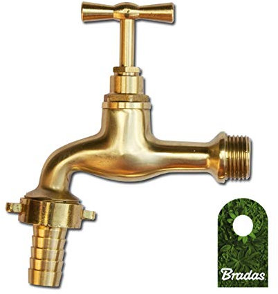 Bradas GKK011213 Messing Wasserhahn 1/2 Zoll Außenhahn Gartenhahn, gelb, 10 x 10 x 10 cm