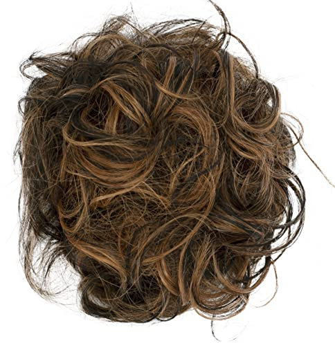 CAISHA 100% ECHTHAAR Haargummi Haarteil Haarverdichtung Zopf Haarband Haarschmuck Schwarz Hellbraun Mix H312h