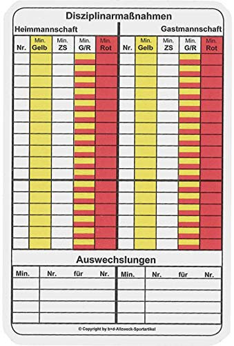 Erima Fussball Spielnotizkarten