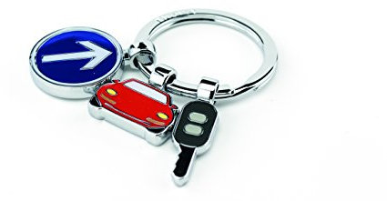 TROIKA Schlüsselanhänger ,,ON THE ROAD - KR11-18/CH - 3 Charms Straßenverkehr - Auto, Verkehrszeichen, Autoschlüssel - Fahrschule, Fahranfänger - Metall / Emaille - das Original von TROIKA
