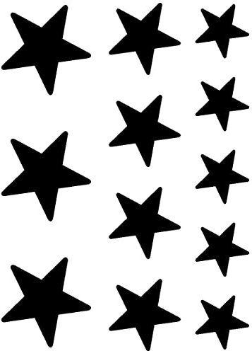 Samunshi® Wandsticker Sterne Set 'gefüllt' runde Ecken 15x20cm schwarz