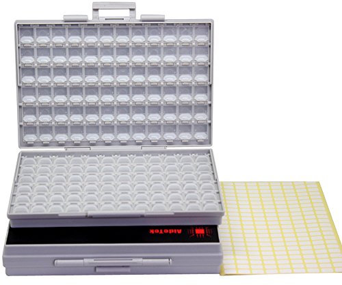 Two units of SMD SMT Resistor Capacitor 1206 0805 0603 Box Organizer Craft Beads Storage 144 Compartments for each box by AideTek Versand aus China