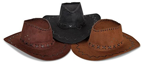Cowboyhut Cowboy hellbraun Kunstsamt Hut Hüte Kostümzubehör 03