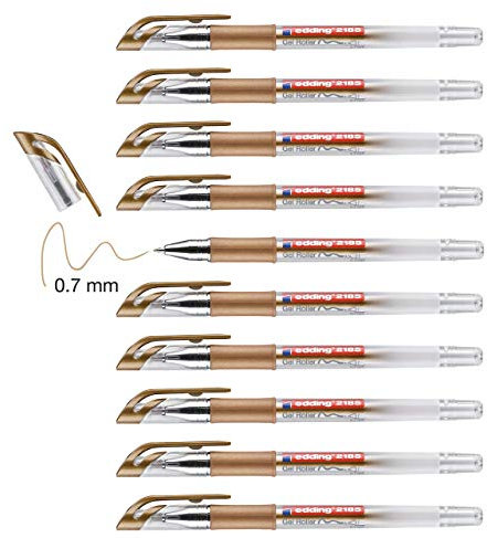 edding 2185 Gelroller - Kupfer - 10 Stifte - 0.7 mm - Gelstifte zum Schreiben, Malen, Mandala, Bulletjournal - Gelschreiber, Gelmalstifte