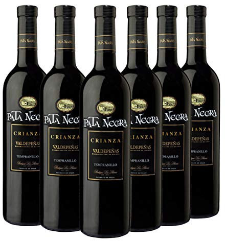 Pata Negra Crianza Vino Tinto D.O Valdepeñas, Tempranillo - Caja de 6 Botellas x 750 ml