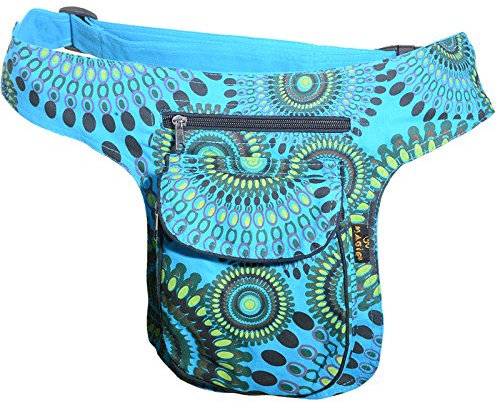 Kunst und Magie Bauchtasche Mandala-Print Gürteltasche Festivaltasche, Farbe:Türkis