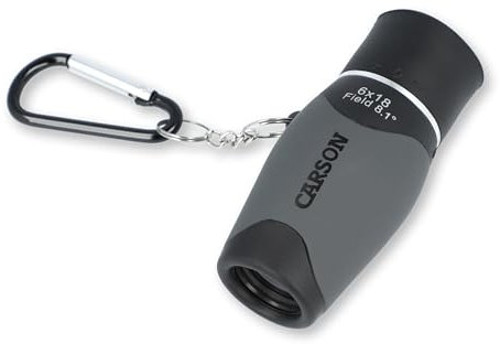 Carson MiniMight 6x18mm, monocular de Bolsillo, monocular con Zoom, Senderismo, Caza, Viajes, Actividades al Aire Libre, Equipo de Camping - con mosquetón, paño de Limpieza (MM-618)