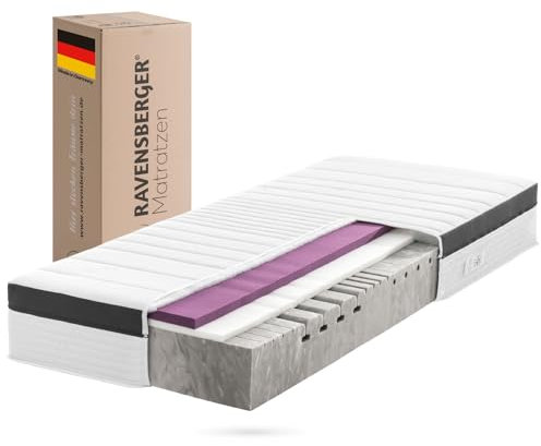 RAVENSBERGER Komfortschaummatratze Struktura-MED Gel - Härtegrad H3, mittelfest - 160 x 200 cm, Höhe 25 cm - ergonomische 7-Zonen Matratze mit Gel-Auflage und Tencelbezug, allergikerfreundlich