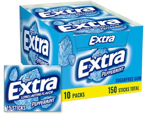 Wrigleys Extra Peppermint Sugarfree Chewing Gum Box Of 10 x 15 Stick Packs