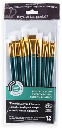 Royal and Langnickel RSET-9310 Taklon Variety Brush Set - Medium White (Pack of 12)