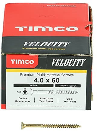 TIMCO Velocity Premium Multi-Use Countersunk Gold Woodscrews - 4.0 x 60 - Box of 200