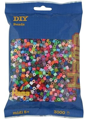 Hama Perlen Beutel | ca. 3000 Midi Sicherungsperlen | Mosaik Deko Kunst & Basteln für kreative Kinder ab 5 Jahren | Mix 68