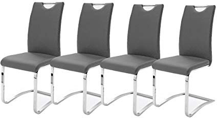 Robas Lund, Stuhl, Esszimmerstuhl, Schwingstuhl Köln, 4er Set, Grau, 57 x 43 x 100 cm