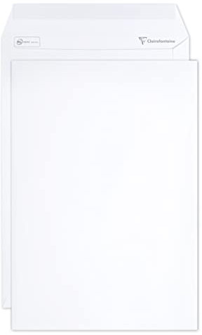 Clairefontaine 8250C - Karton mit 250 Versandtaschen weiß C4-229x324 mm, selbstklebend, 120g, 1 Karton