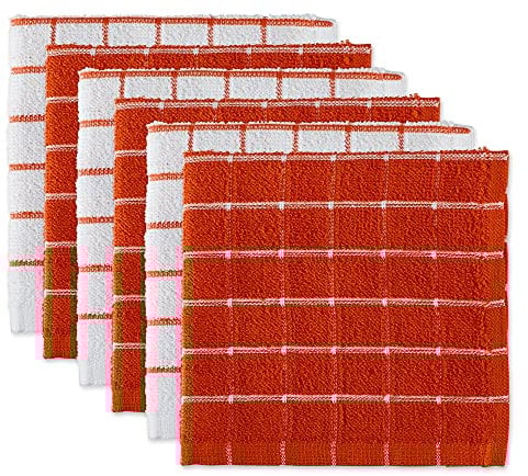 DII 100% algodón, Lavable a máquina, Ultra Absorbente, Basic Everyday 12 x 12 paños de Cocina de Rizo, diseño de Ventana, Juego de 6 Unidades, Color Especias
