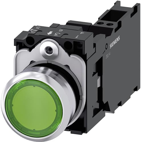 Siemens SIRIUS – Taster Rund Metall/A glänzend grün 1 NA + 1NC LED Feder