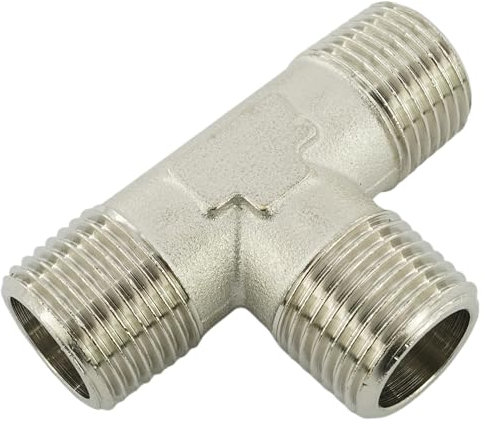 Fittingstore - T-Stück mit Außengewinde Messing-/vernickelt Fittings (R 1/2, Messing vernickelt)