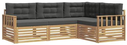 vidaXL Outdoor-Sofagarnitur 5 pcs Weiß und Anthrazit Polyester, Patio Lounge, modernes Outdoor-Sofa, wetterbeständige Eckbank, robuster Gartenmöbel, Bequeme Terrassenbestuhlung