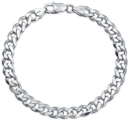 Bling Jewelry Herren Große Dicke 8MM Massive Schwere Miami Cuban Curb Link Armband .925 Sterling Silber Hergestellt In Italien 9 Zoll