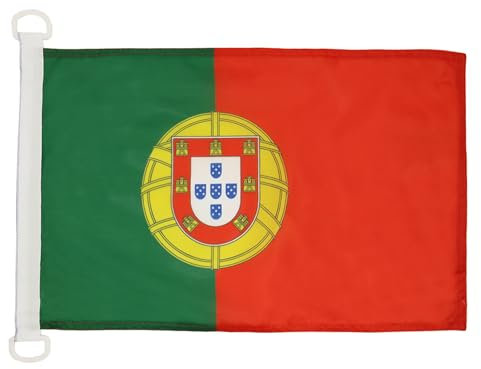AZ FLAG Bandera Nautica de Portugal 45x30 cm - Pabellón de Conveniencia Portuguesa 30 x 45 Cm, Bandera de Barco con anillas