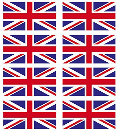 8 x Glossy Vinyl Stickers - Union Jack Small Flag Flags Helmet Bike Motorbike #0064 (2.5cm tall x 4.6cm wide)