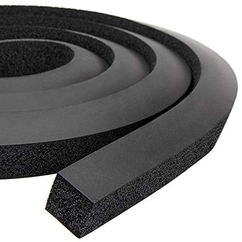 Bande isolante en mousse pour climatiseur de fenêtre, sans colle, ruban d'étanchéité en mousse épaisse avec haute résilience (2,5 x 2,5 cm, noir)