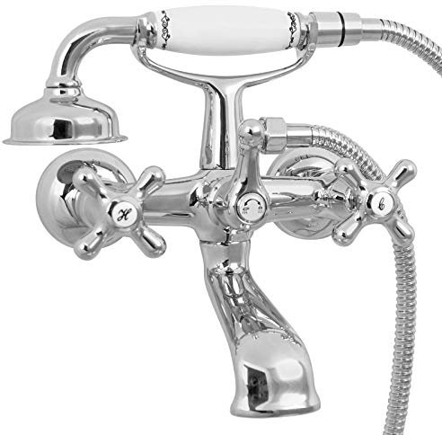 Welfenstein Nostalgie Wannenarmatur WA-T4-03 Retro Zweigriffmischer Kreuzgriff