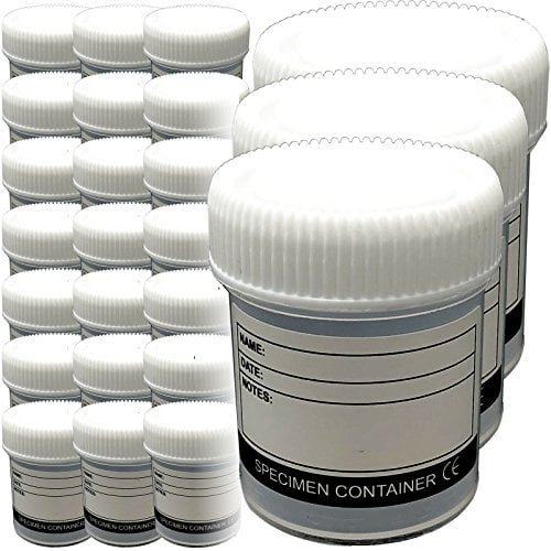 Qualicare 24 x 60ML LABELLED SPECIMEN UNIVERSAL WHITE LID POLYPROPYLENE SAMPLE TEST LAB CLEAR BOTTLE CONTAINERS