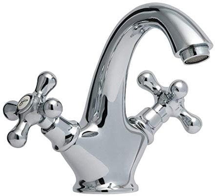 ZXC Retro Bad Waschbecken Armatur Nostalgie Mischbatterie mit Kreuzgriffen in Chrom