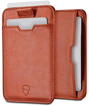 Vaultskin Kartenetui Herren aus Leder - Geldbörse mit RFID Schutz, Kartenschutzhülle für EC Karten & Kreditkarten, RFID Blocker Kartenhülle, Mini Geldbeutel Herren (Cognac, Chelsea)