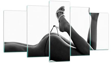 Wandbilder Dekoration Wohnzimmer Frau Akt Pose Mehrteilige Bilder auf Glas 160x85cm Glasbild Schlafzimmer Küche Set 5 teilige Wand Kunstdruck Art Groß XXL Wanddeko Bild im Glas Modern GEA160x85-0105