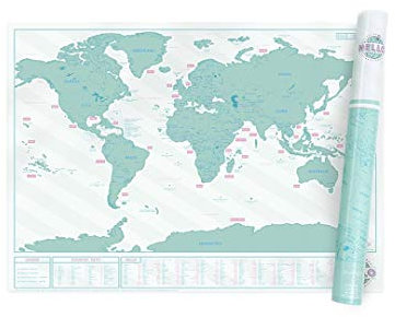 Luckies of London Weltkarte zum Rubbeln - Das Original Scratch Map, Hello Edition, Groß, 82,5 x 59,4cm