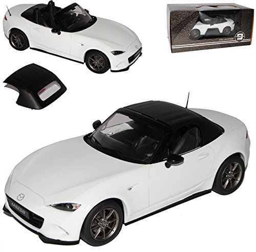 PremiumX Mazda MX5 ND Cabrio Weiss mit abnehmbarem Soft Top Graue Felgen Ab 2015 Limitiert 1 von 600 Triple 9 1/18 Modell Auto mit individiuellem Wunschkennzeichen