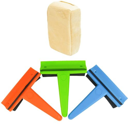 Car Chunky Ice Frost Scraper & Small Natural Chamois Leather Window Demister Pad