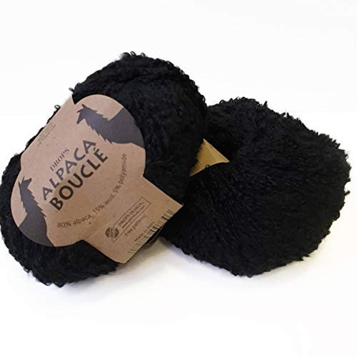 Alpaka Boucle (Drops Strick- und Häkelgarn – Aran Gewicht) 8903 black