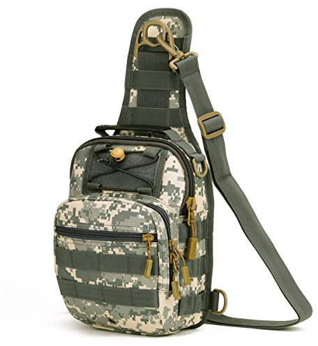 HUNTVP Brusttasche Schultertasche Chest Pack Slingrucksack Molle Crossbody Bag Umhängetasche Mini für Herren Damen Reise Wandern Outdoor