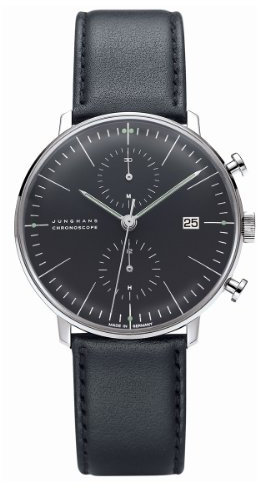 Junghans Herren-Armbanduhr XL Max Bill Chronoscope Chronograph Automatik Leder 027/4601.00